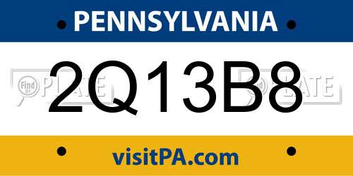2Q13B8 Pennsylvania License Plate
