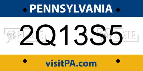 2Q13S5 Pennsylvania License Plate