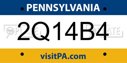 2Q14B4 Pennsylvania License Plate