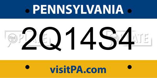 2Q14S4 Pennsylvania License Plate