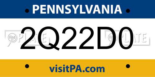 2Q22D0 Pennsylvania License Plate