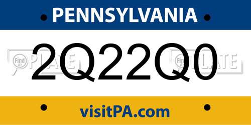 2Q22Q0 Pennsylvania License Plate
