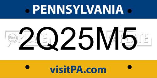 2Q25M5 Pennsylvania License Plate