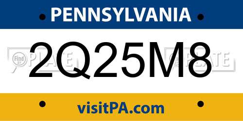 2Q25M8 Pennsylvania License Plate