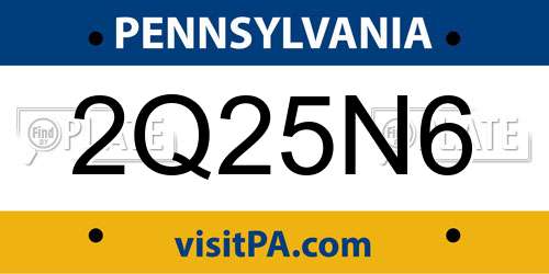 2Q25N6 Pennsylvania License Plate