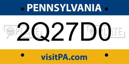 2Q27D0 Pennsylvania License Plate