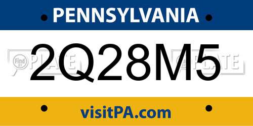 2Q28M5 Pennsylvania License Plate