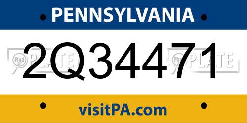 2Q34471 Pennsylvania License Plate