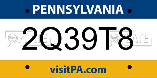 2Q39T8 Pennsylvania License Plate