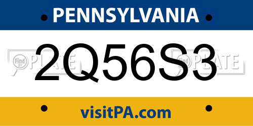 2Q56S3 Pennsylvania License Plate