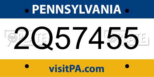 2Q57455 Pennsylvania License Plate