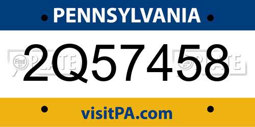 2Q57458 Pennsylvania License Plate