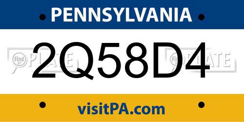 2Q58D4 Pennsylvania License Plate