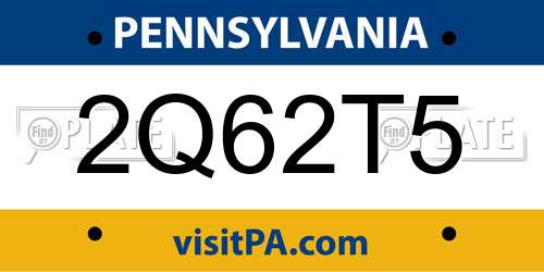 2Q62T5 Pennsylvania License Plate