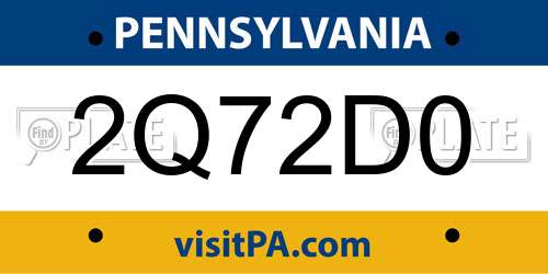 2Q72D0 Pennsylvania License Plate