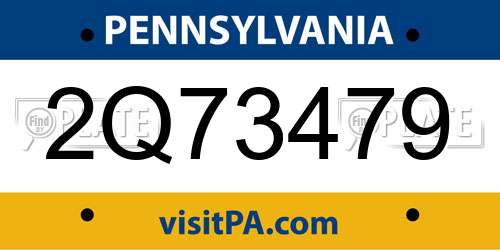 2Q73479 Pennsylvania License Plate