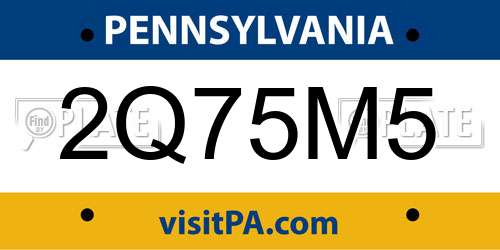2Q75M5 Pennsylvania License Plate