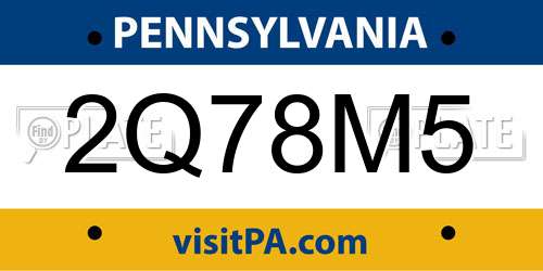 2Q78M5 Pennsylvania License Plate