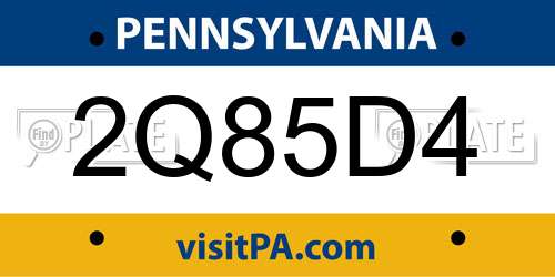 2Q85D4 Pennsylvania License Plate