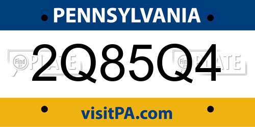 2Q85Q4 Pennsylvania License Plate