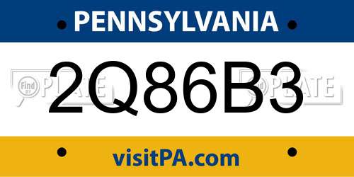 2Q86B3 Pennsylvania License Plate