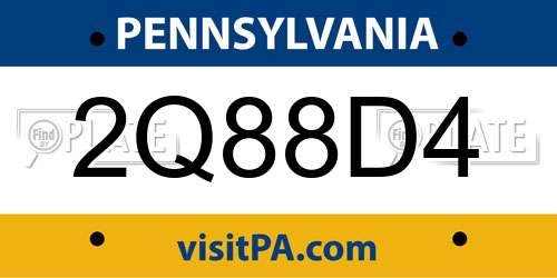 2Q88D4 Pennsylvania License Plate