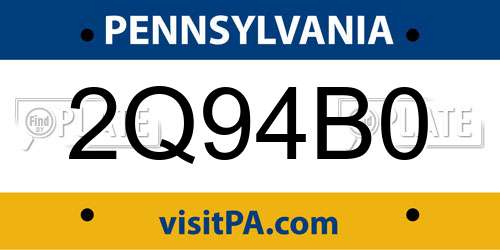 2Q94B0 Pennsylvania License Plate