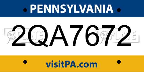 2QA7672 Pennsylvania License Plate