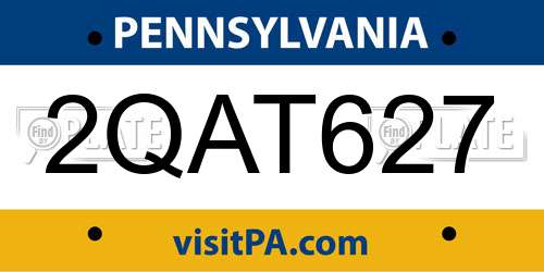 2QAT627 Pennsylvania License Plate