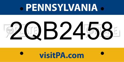 2QB2458 Pennsylvania License Plate