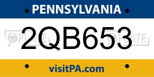 2QB653 Pennsylvania License Plate