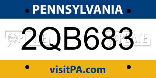2QB683 Pennsylvania License Plate