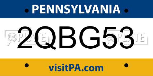 2QBG53 Pennsylvania License Plate