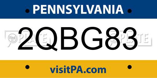 2QBG83 Pennsylvania License Plate