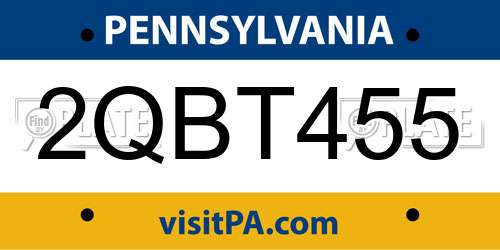 2QBT455 Pennsylvania License Plate