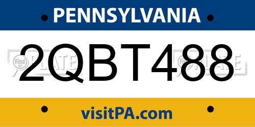 2QBT488 Pennsylvania License Plate