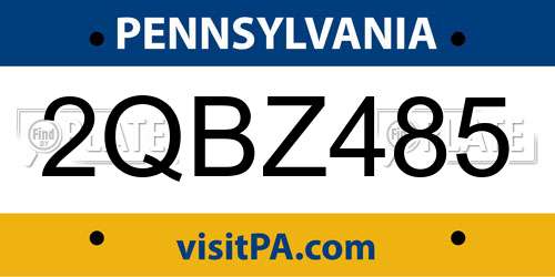 2QBZ485 Pennsylvania License Plate