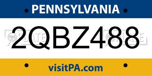 2QBZ488 Pennsylvania License Plate