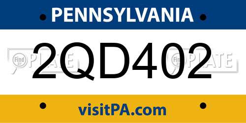2QD402 Pennsylvania License Plate