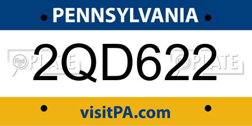 2QD622 Pennsylvania License Plate