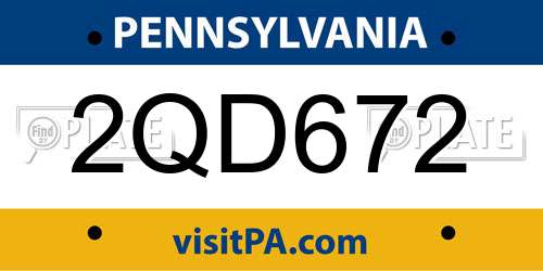 2QD672 Pennsylvania License Plate