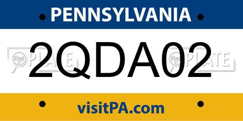 2QDA02 Pennsylvania License Plate