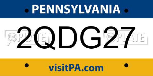 2QDG27 Pennsylvania License Plate
