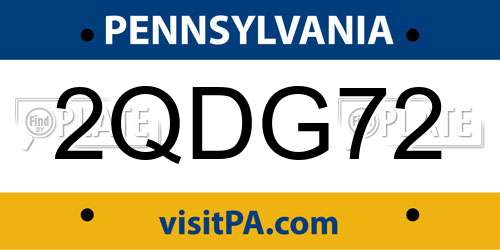 2QDG72 Pennsylvania License Plate