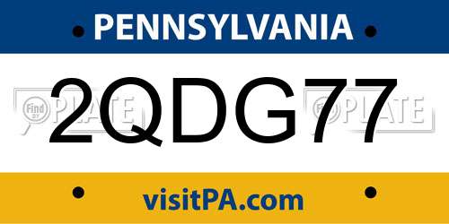 2QDG77 Pennsylvania License Plate