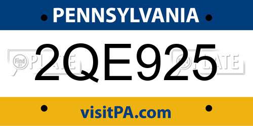 2QE925 Pennsylvania License Plate