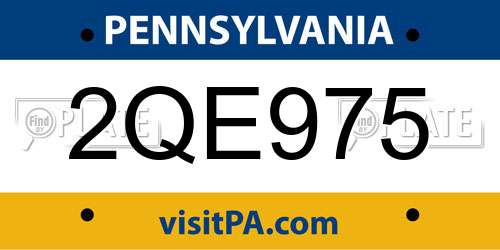 2QE975 Pennsylvania License Plate