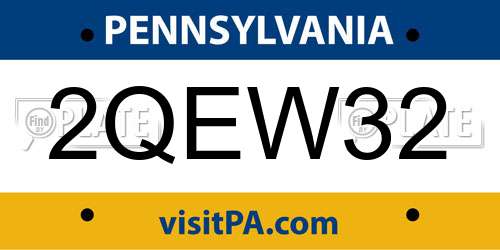 2QEW32 Pennsylvania License Plate