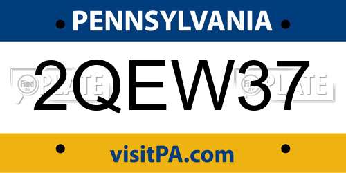 2QEW37 Pennsylvania License Plate