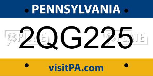 2QG225 Pennsylvania License Plate